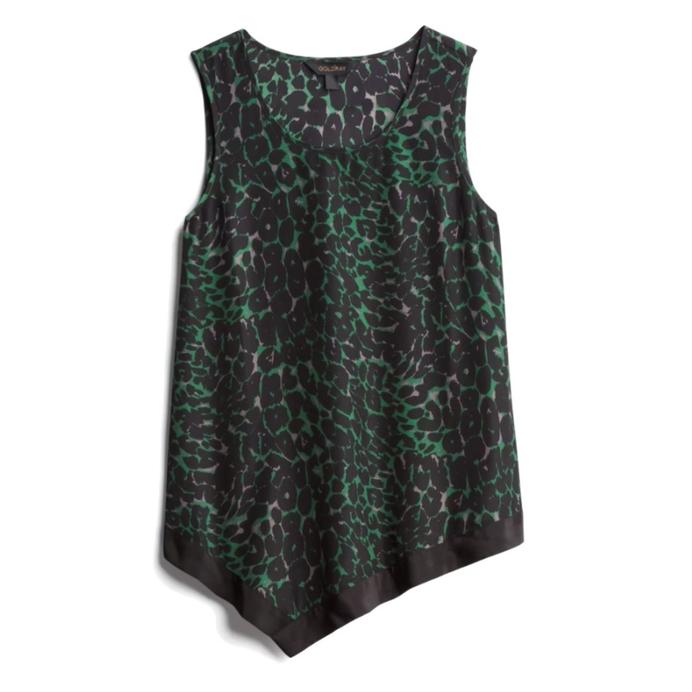 Goldray Crystal Asymmetrical Leopard Hem Blouse